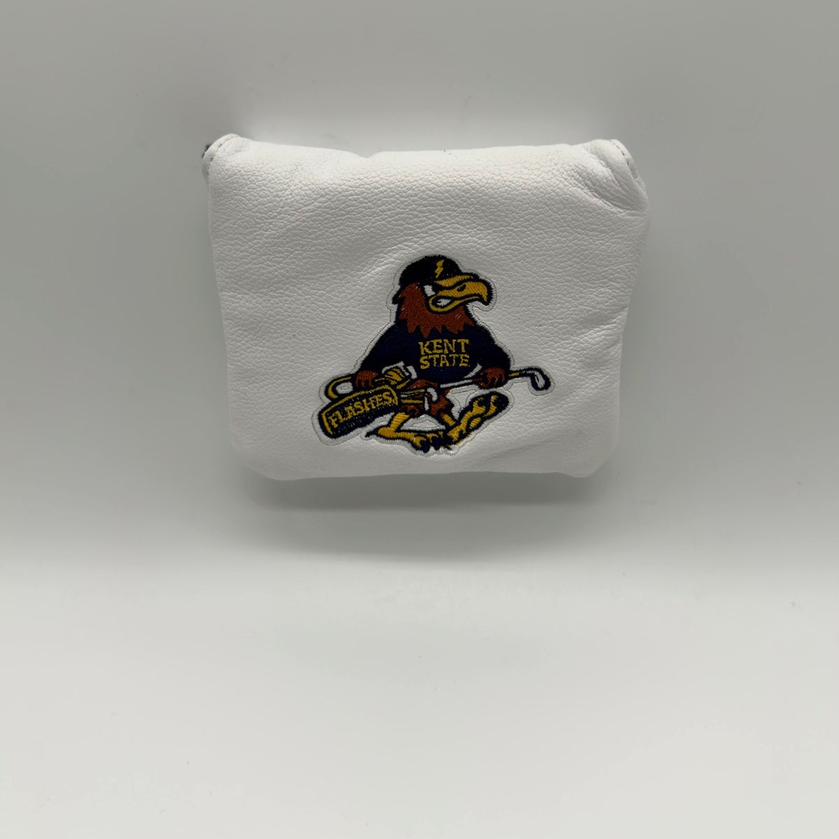 Kent State Fearless Flash Golf mallet putter cover in white, logo side