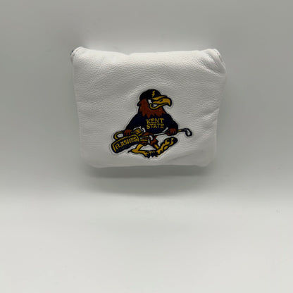Kent State Fearless Flash Golf mallet putter cover in white, logo side