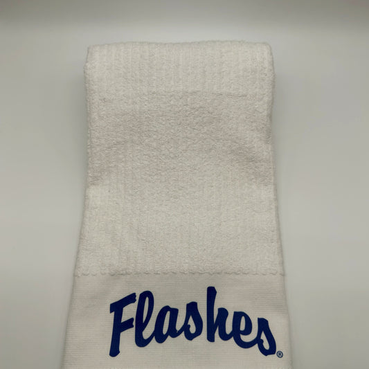 Kent State Fearless Flash Golf towel in white, Flashes side